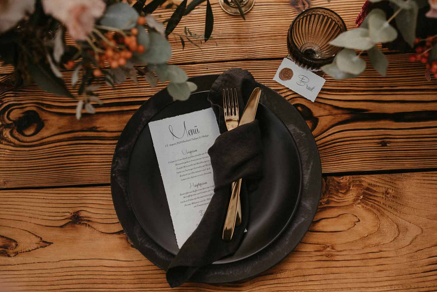 Hochzeit menuekarte